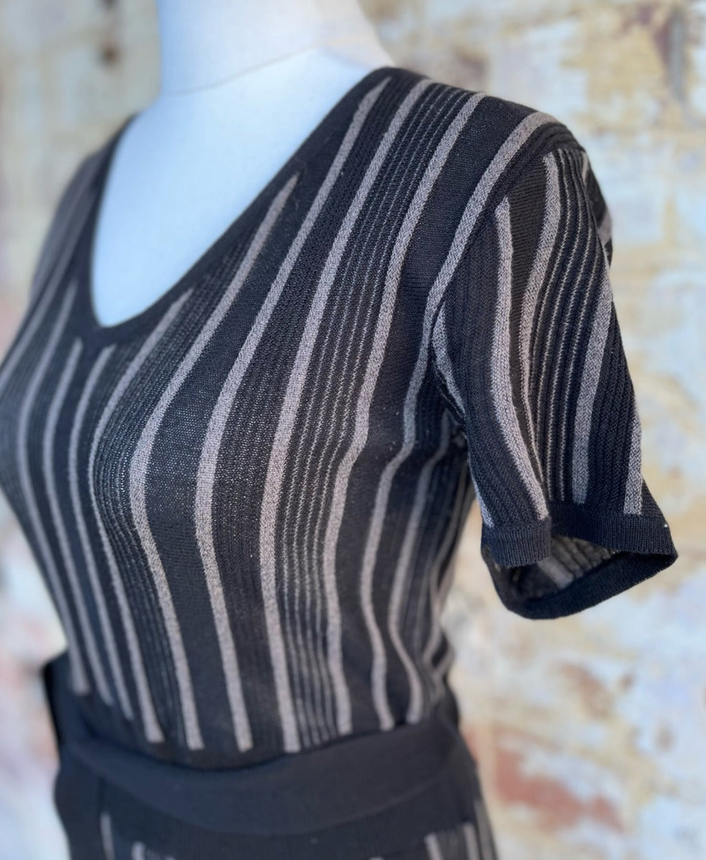 H&M Black Striped Knit Dress (Size M)